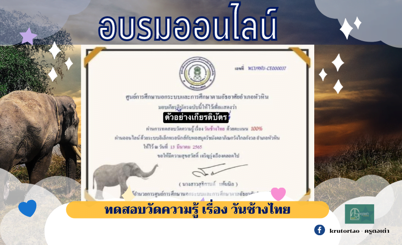 ทดสอบวัดความรู้ เรื่อง วันช้างไทย