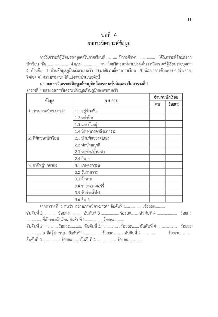 รายงานการวิเคราะห์ผู้เรียนรายบุคคล