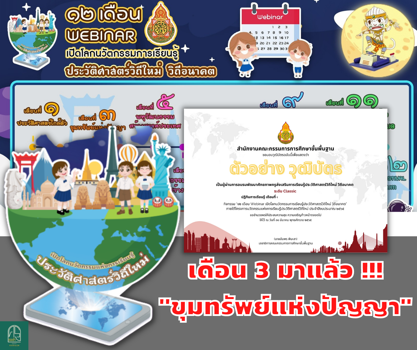 12 เดือน Webinar การเรียนรู้ประวัติศาสตร์วิถีใหม่ วิถีอนาคต เดือน 3 ขุมทรัพย์แห่งปัญญา