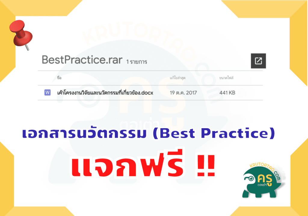 เผยแพร่เอกสารนวัตกรรม (Best Practice) ไฟล์ word แก้ไขได้จากครูเทวัญ ภูพานทอง โรงเรียนนามนพิทยาคม