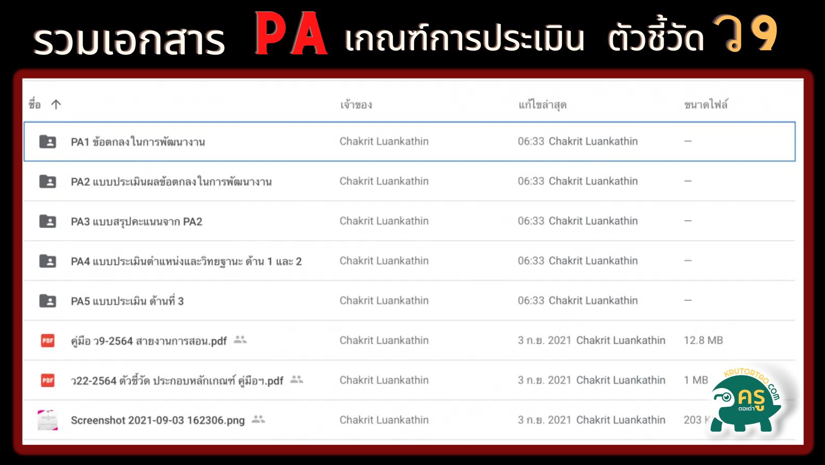 รวมเอกสารไฟล์ word ข้อตกลงในการพัฒนางาน PA รายละเอียดหลักเกณฑ์การประเมิน ตัวชี้วัด ว9/2564