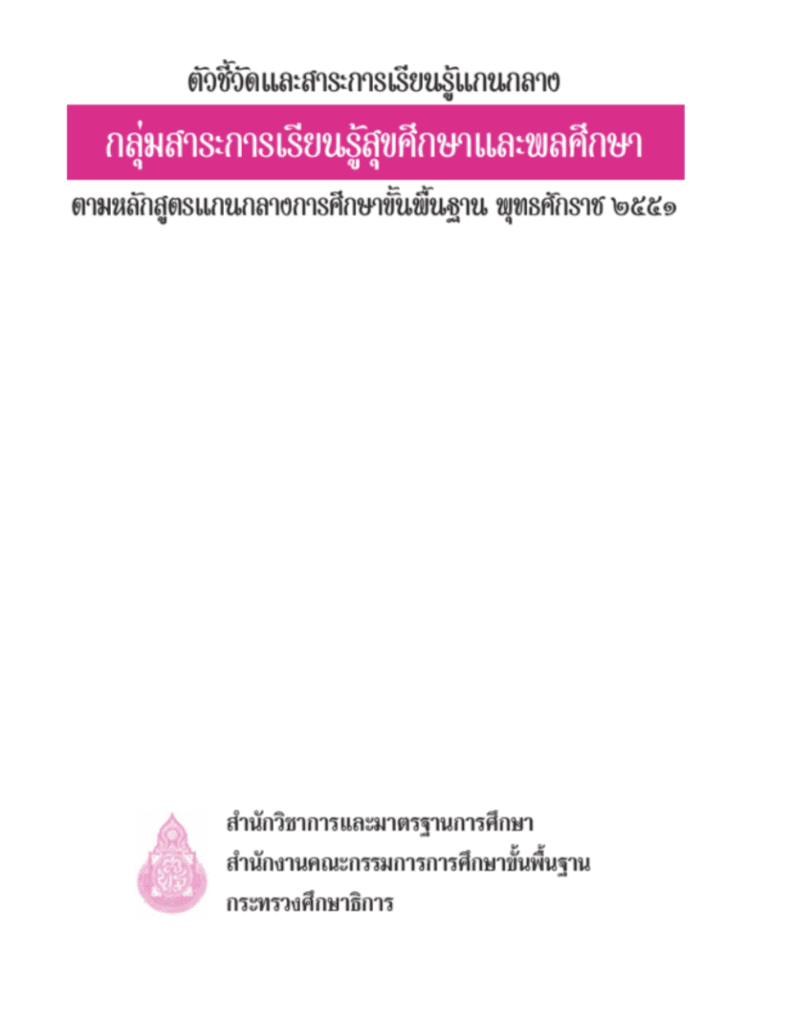 ตัวชี้วัดและสาระการเรียนรู้แกนกลาง กลุ่มสาระการเรียนรู้สุขศึกษาและพลศึกษา 2551