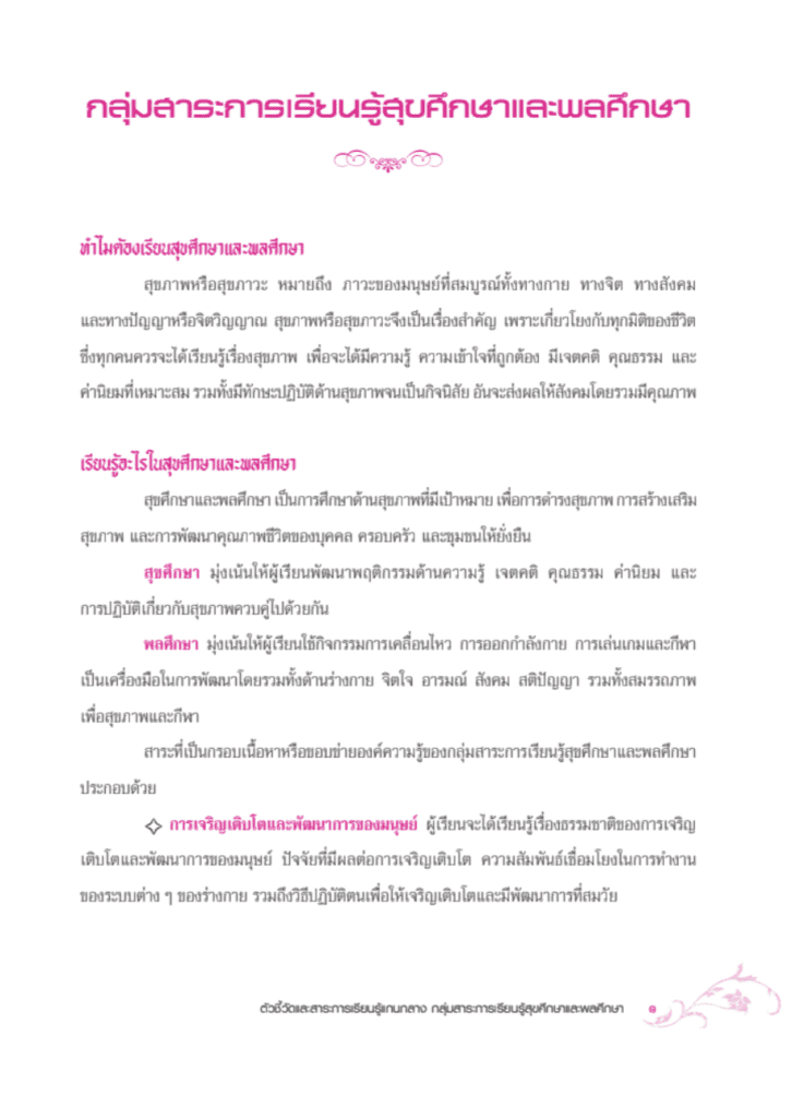 ตัวชี้วัดและสาระการเรียนรู้แกนกลาง กลุ่มสาระการเรียนรู้สุขศึกษาและพลศึกษา 2551