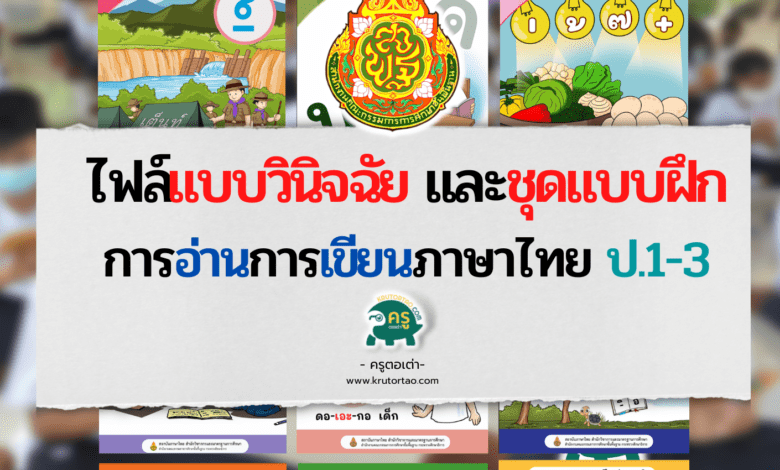 ไฟล​์แบบวินิจฉัย และชุดแบบฝึก การอ่านการเขียนภาษาไทย ป.1-3