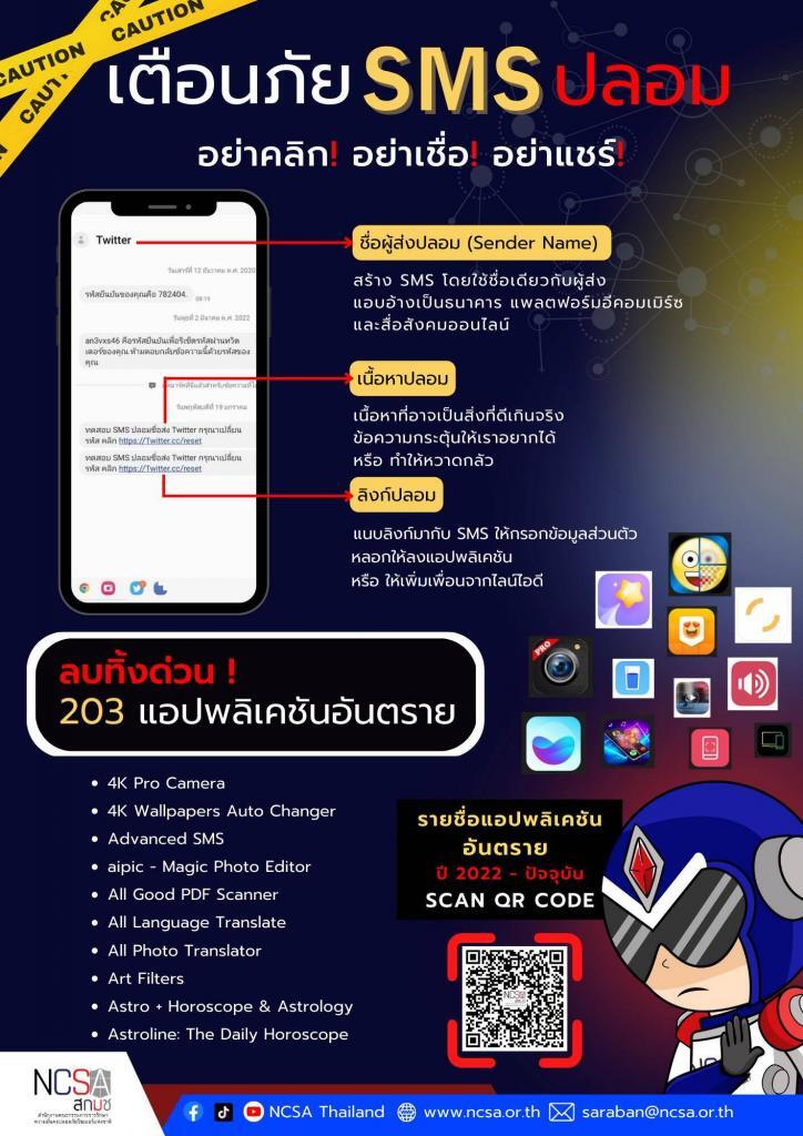 ด่วนกระทรวงดิจิทัลฯ เปิดรายชื่อ 203 แอพพลิเคชั่นอันตราย เตือนประชาชนอย่าโหลด