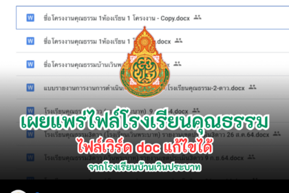 เผยแพร่ไฟล์แก้ไขได้ ไฟล์รายงาน โรงเรียนคุณธรรม สพฐ. ระดับ 2 และ 3 ดาว โดย โรงเรียนบ้านเวินประบาท