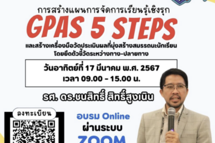 อบรมออนไลน์ การสร้างแผนการจัดการเรียนรู้เชิงรุก GPAS 5 Steps และสร้างเครื่องมือ17 มีนาคม 2567