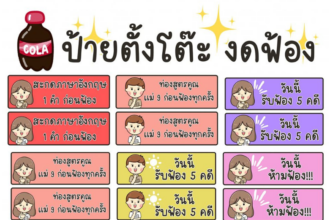 แจกฟรี ไฟล์ป้ายตั้งโต๊ะห้ามฟ้อง 7 สี ขอบคุณที่มา ใบงาน สื่อการสอน By T.Little Nan