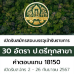 เปิดสอบบรรจุเข้ารับราชการ กรมป่าไม้ เปิดรับสมัครสอบบรรจุเข้ารับราชการ 30 อัตรา รับสมัครทางอินเทอร์เน็ต ตั้งแต่วันที่ 2 – 26 กันยายน 2567